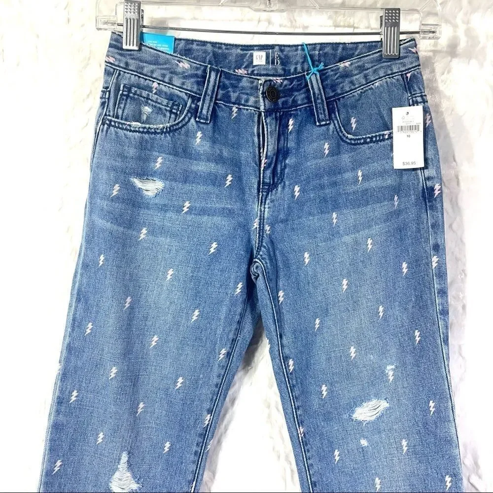 Gap Kids lightning bolt distressed boyfriend jeans